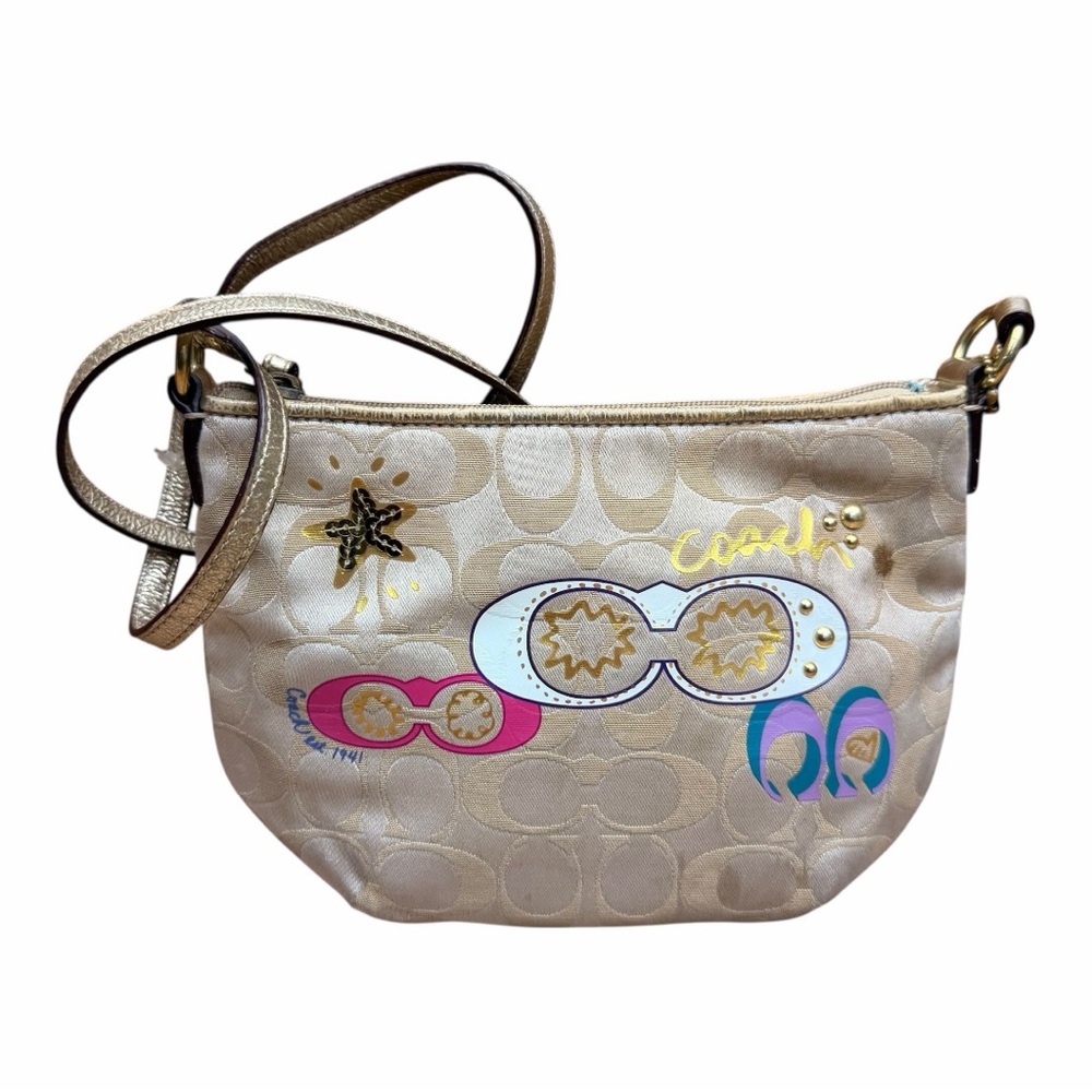 Coach Khaki Poppy Signature Crossbody Purse  Y2K Gold Women's Bag
